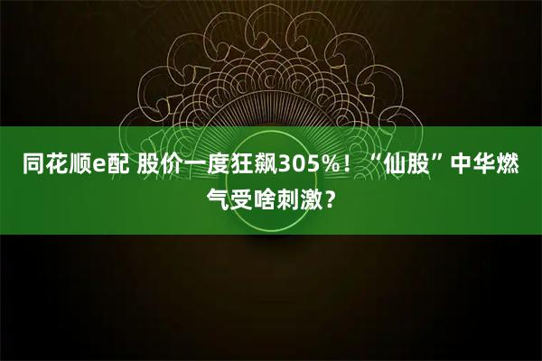 同花顺e配 股价一度狂飙305%！“仙股”中华燃气受啥刺激？